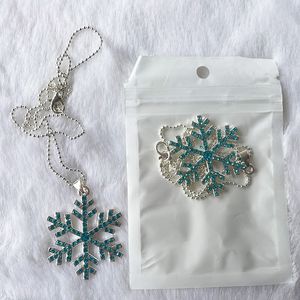 Bling Silah mavi kar tanesi kolye kolye kızlar mücevher elmas stras kar kolye cosplay aksesuarları kızlar kolye Noel hediyeleri m044