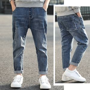 Kot Ienens 411y Çocuk Çocuk Erkek Çocuklar Genç Çocuk Günlük Pantolon Bebek Erkek Kovboy Pantolon Denim Uzun Pantolon Elastik Bel 230920