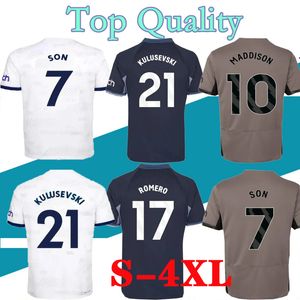 S-4XL Тоттенхэм 23 24 KANE Футбольные майки SON KULUSEVSKI HOME REGUILON 2023 LUCAS Футболка ROMERO RICHARLISON Мужчины Майо Индивидуальная униформа Версия игрока