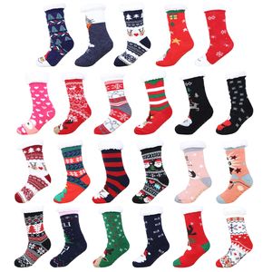 Noel çorapları, kadın sonbahar ve kış katlı çoraplar, kar çorapları, kalınlaşmış peluş ev uyku çorapları, halı çorapları