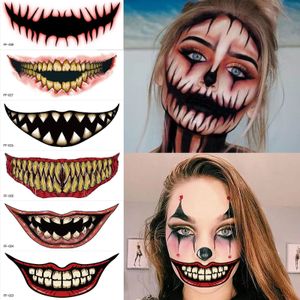 Other Tattoo Supplies 1Pcs Halloween PVC Tattoo Stickers Horror Lips DIY Stickers Big Mouth Tattoos Waterproof Funny Makeup Smile Lip Beauty Tool 230919