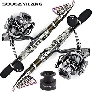 Çubuk Reel Combo Sougayilang 1 8 3 M Karbon Fiber Dönen Balıkçılık ve Teleskopik Kutup Tam Kit 230920