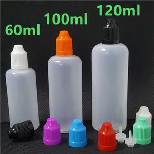 60ml 100ml 120ml plastik ambalaj yağları şişe pe boş damlalı şişeler yarı saydam iğne, esas suyu için çocuk geçirmez kapaklar sıvı göz damlası kozmetik aksesuarlar