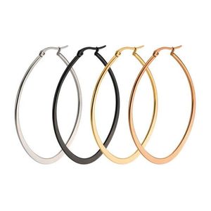 New Vintage Jewelry Brand Earrings Titanium Stainless Steel Gold Silver Black Hoop Earrings Big Size Women Earrings Accessories 10201T