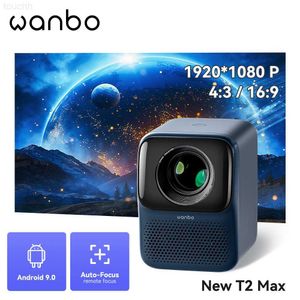 Projectors WANBO NEW T2 Max Projector 1080p Full Hd Android 9.0 Mini Wifi Auto Focus 450Ansi Portable Projector HIFI Sound Home Outdoor L230923