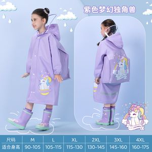 Raincoats Unicorn children's raincoat Waterproof dinosaur jacket backpack position student 230920