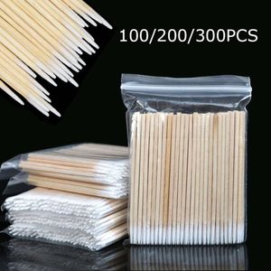 100 200 300Pcs Long Cotton Swabs with Wooden Handles Cotton Tipped Applicator Cleaning with Wood Handle for Oil Makeup