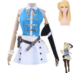 Anime fairy tail lucy heartfilia cosplay traje atirador mágico peruca aberta volta vestido mulher sexy kawaii halloween carnaval terno