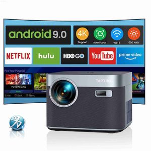 Projektörler Toptro X7 Projektör 4K Android 9.0 16000 Lümenler Native 1080p WiFi6 Bluetooth Projektör Otomatik Odak/Keystone Açık Home Sciation L230923