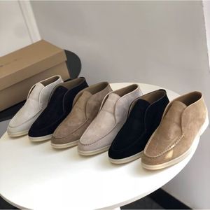 Lüks tasarımcı erkekler rahat ayakkabı loafers alçak üst süet deri oxfords loro-x-piana moccasins yaz yürüyüş loafer kayması üzerinde loafer kauçuk taban düzleri 35-46 loro1