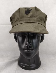 Berets Militar REPRO WWII US HBT UTILITY GREEN CAP VINTAGE USMC PACIFIC MARINE CORPS FIELD HAT EM TAMANHO