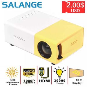 Projektörler Salange Mini Projektör YG300 Pro LED Desteklenen 1080p Full HD Taşınabilir Beamer Audio HDMI USB Video Projetor L230923