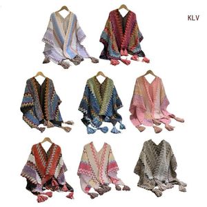 Eşarplar Kolombiya Panço Kadınlar için Gençler Tığ işi Jumper Sweater Kimono Kimono Şal Omuz Sarısı Kış Bohem Eşarp 6xda 230921