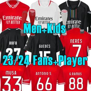 23 24 Benficas Futbol Formaları Camisetas di Maria 2023 2024 Ev G.Ramos neres Aursnes Rafa Musa Otamendi Grimaldo J. Mario Camisa Şampiyonlar Futbol Gömlek