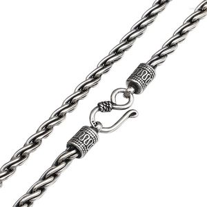 Zincirler 4mm Genişlik Gerçek S925 STERLING Gümüş 925 Klasik Kişiselleştirilmiş Çapraz Halat Zinciri Retro Dokma Kolye Kolye Güzel Takı