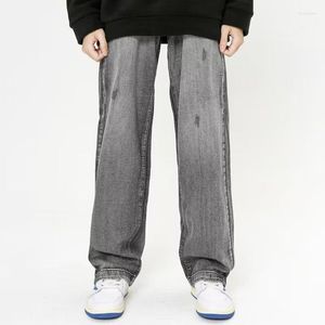 Мужские джинсы 2023, модные свободные потертые классические прямые мешковатые широкие брюки, уличные мужские брюки в стиле хип-хоп 5057