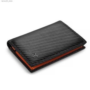 Money Clips TEEHON Dermic carbon fiber shape Men Wallet Coin Pocket RFID Credit Card Holder Half Span Design Black Purse Q230921