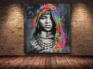 Африканская Черная Женщина Граффити Художественные Плакаты И Принты Абстрактные Африканские Девушки Холст Картины На Стене Художественные Фотографии Настенный Декор2992552
