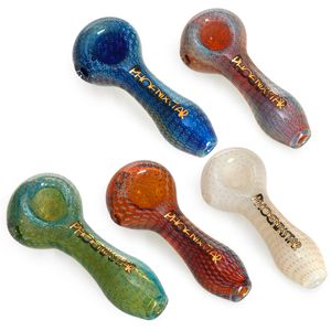 Bunte Blasenfalle-Handpfeife mit silberfarbenen 4-Zoll-Glas-Tabaklöffelpfeifen, handgefertigtes Rauchzubehör