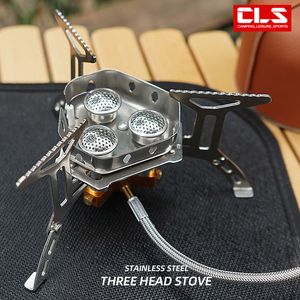Camp Kitchen Arrival Outdoor Portable Three Head Stove Camping Windproof Picnic Foldable Gas 230922