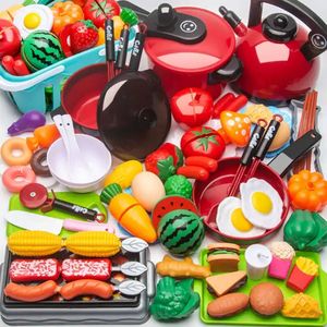 Kitchens Play Food Cutting Toy for Kids Kitchen Pretend Fruit Vegetables Accessories Educational kit Toddler Children Gift 230922
