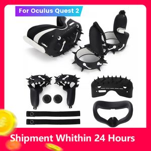 VRAR Accessorise VR Protective Cover Set For Oculus Quest 2 VR Touch Controller Silicone protective Case With Strap For Oculus Quest2 Accessories 230922