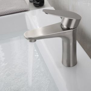 Banyo Lavabo muslukları 304 Paslanmaz Çelik Havza Musluk Fırçalanmış ve Soğuk Su Karıştırıcı Mutfak Tuvalet Tuvalet Tavuk Muslukları