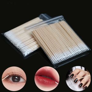 500 1000pcs Wood Cotton Swab Eyelash Extension Tools Medical Ear Care Cleaning Wood Sticks Cosmetic Cotton Swab Cotton Buds Tip