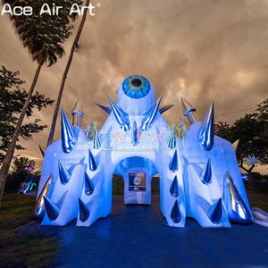 Tenda inflável de castelo de gelo, escultura assustadora com um olho só, casa de festa/entrada em arco para decoração de halloween/evento