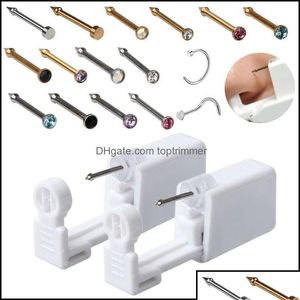 Piercing Kits Kitleri Dövmeler Sanat Sağlığı Güzellik Disposable Güvenli Steril Pierce Birimi Gem Burun Saplamaları Piercing Silah Piercer Aracı Hine Kit DHU0G