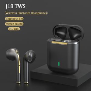 TWS Беспроводные наушники Fone Bluetooth Ecouteur Cuffie Наушники-вкладыши J18 HD-вызов Стерео музыкальная гарнитура Игровые наушники с шумоподавлением для смартфона-вкладыша