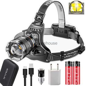 Head lamps 15000LM LED Headlamp XHP70 Flashlight Headlight Torch LED Zoom Sensor Headlight 18650 Rechargeable Light Outdoor Fishing Lantern HKD230922