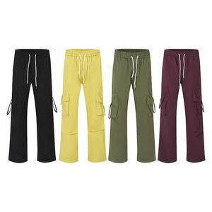 Jeans de designer de moda Máquina de arcade alta com vento e vários bolsos, calças de trabalho plissadas e fluidas, calças casuais de perna larga soltas de marca da moda