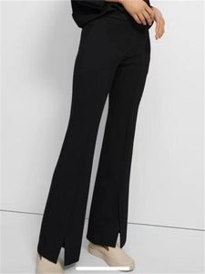 Женские джинсы, женские узкие брюки с эластичной резинкой на талии, черные брюки, женские расклешенные брюки из смеси триуксусной кислоты, ранняя осень 2023 г.