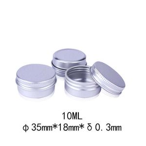 10-ml-Aluminium-Verpackungsgläser, 10-g-Metalldose mit Schraubverschlüssen, 10-ml-g-Zuckertee, Make-up-Creme, Lipgloss, Wachstopf, Öle, Balsam, Essenz, Kosmetika, Trockenverpackungsdosen