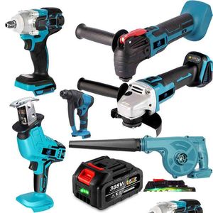Power Tool Sets Brushless Electric Impact Wrench  Angle Grinder  Hammer Electric Blower Reciprocating Chain Saw Series Bare Tools Drop Dhajd