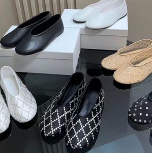Moda Elbise Ayakkabı Kadınlar Rhinestone Dekoratif Mesh oyuk Mary Jane Ayakkabı Tasarımcı Loafers ayakkabı gündelik bale düz dipli deri yuvarlak ayak parmağı yürüyüş ayakkabıları