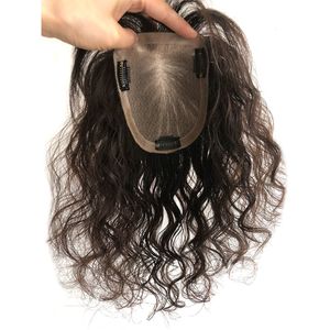 Dantelli peruklar Aimeya klipsi kadınlar için ipek üst tabanda 15x16 cm uzunluğunda dalgalı insan saç