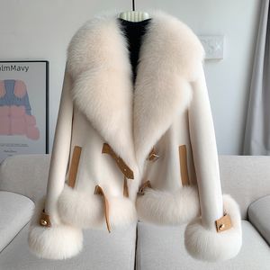 Kadın kürk sahte pudi moda kadınlar süet ceket ördek aşağı astarlı kış ceket büyük gerçek yakalı ct313 230922