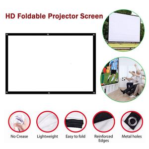 Projeksiyon Ekranları Kırılma Karşıtı Projektör Perde 60/72/84/100/120/150inch Basit Işık Anti Ekran 3D Taşınabilir Ev Film Ekranı HD Dijital Perde 230923