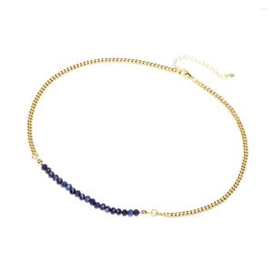 Цепочки Изысканные бусины 3 4 мм, энергетические медные позолоченные кубинские цепочки, оранжево-синие полудрагоценные камни, ожерелье для женщин, ювелирные изделия