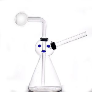 2 pcs Design Bonito Bongo de Vidro Espessura da Tubulação de Água Bongos Queimadores de Óleo com 30mm Bola Bubbler Dab Rig Ash Catcher Hookahs com Downstem Oil Pot