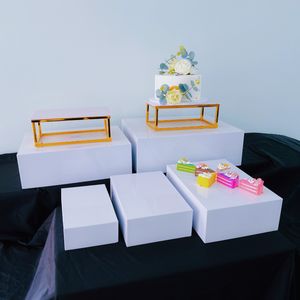 7pcs Büyük Düğün Partisi Sütun Yükseltici Stand Büfe Tutucu Raf Masa Centerpieces Etkinlik Bayram Tatlı Kek Meyve Kurabiye Düğün Çiçek Çelenat Dekor