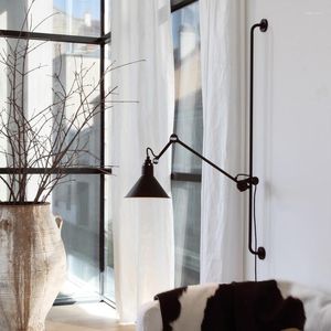 Настенные светильники в скандинавском стиле, светодиодный длинный столб, можно поднять, опустить, влево и вправо, простые современные прикроватные светильники для гостиной, спальни