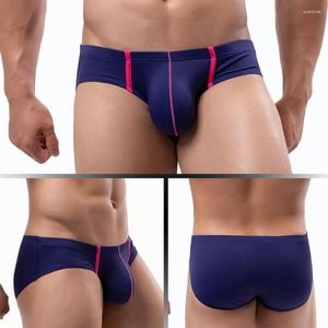 Unterhosen Unterwäsche mit Eisseide Nylon Sexy Bulge Ligerie Elastic Male Convex Pouch Höschen Mesh Atmungsaktive Slips für Männer Niedrige Taille