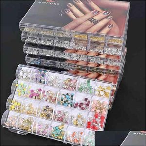 Çıkartma Çıkartmaları 240pcs /Box-Cre yapımı tırnak cazibesi /taşları 8 En İyi 3D Malzemeler 2021 Bowknot /Crown /Glitter Rhinestones Nails Charms Diamo Dho4u