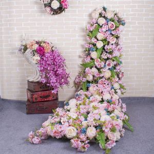 Dekoratif çiçekler düğün çiçek duvarı simülasyonu ipek oturum masa seti arka sanat pografi yol yakası