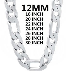 Pendant Necklaces Solid 925 Sterling Silver Necklace For Men Classic 12mm Cuban Chain 18/20/22/24/26/28/30 Inch Charm Fashion Jewelry Gift 230923