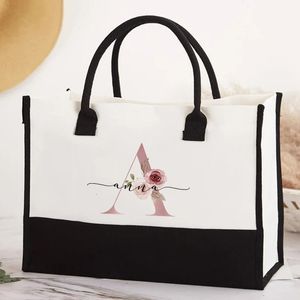 Alışveriş Çantaları Özel Adı Çanta Canvas Tote Jüt Nedime Hediyeleri Lady Çuval Bakış Kişiselleştirilmiş Hediye 230923