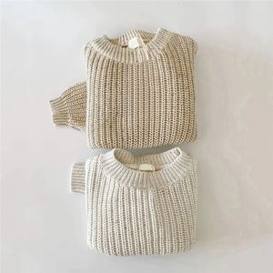 Cardigan Kids Sweaters Solid Chunky Knit Girls Sweater Brief Spring Autumn Winter Long Sleeve Boys Pullover Warm Knitwear Baby Clothes 230923